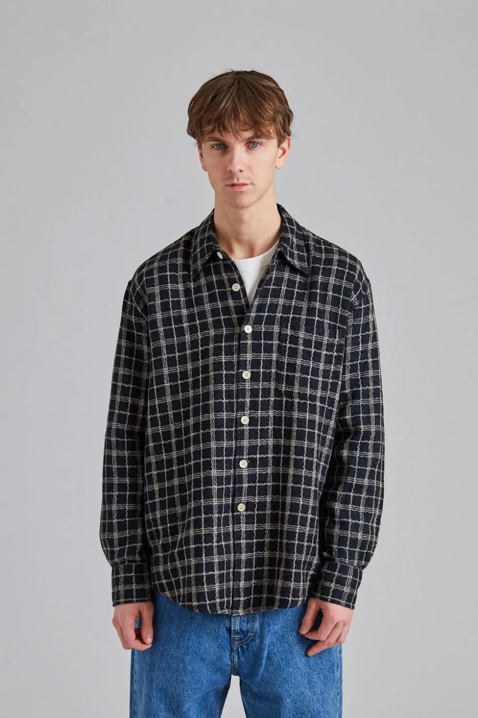 Above Shirt Black Fishnet Cloth