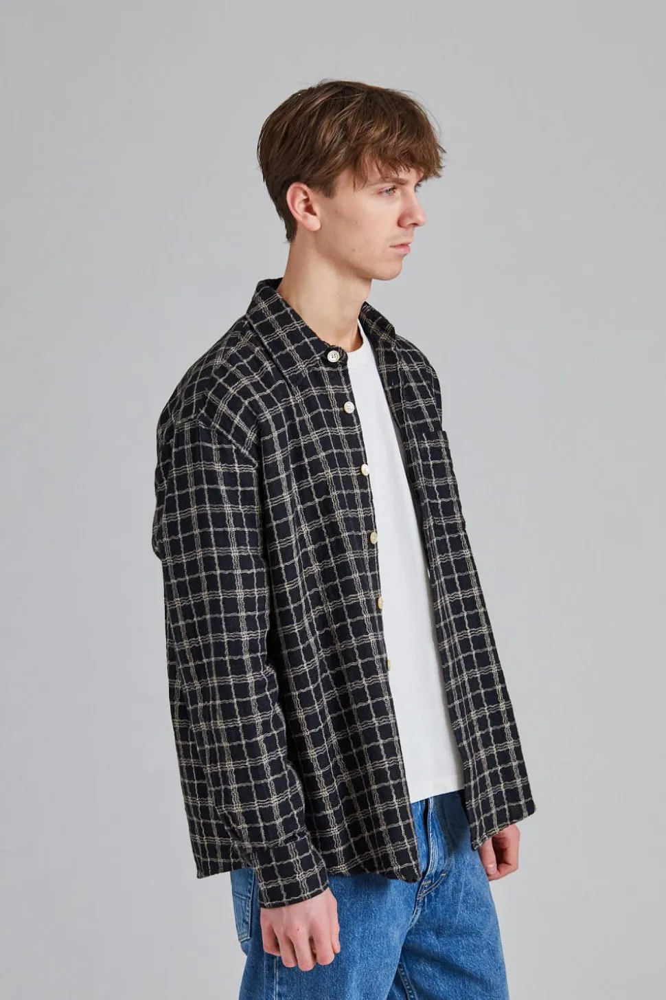 Above Shirt Black Fishnet Cloth