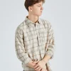Algot Relaxed Textured Check Shirt Oatmeal