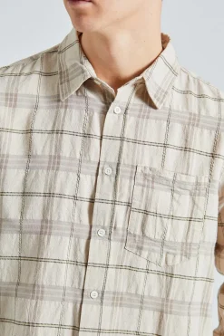 Algot Relaxed Textured Check Shirt Oatmeal