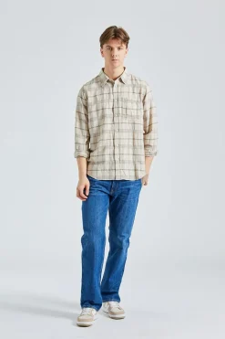 Algot Relaxed Textured Check Shirt Oatmeal