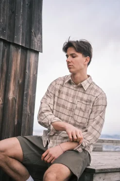 Algot Relaxed Textured Check Shirt Oatmeal