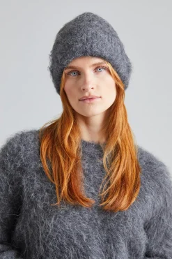 Alpaca Knit Beanie Dark Grey Melange