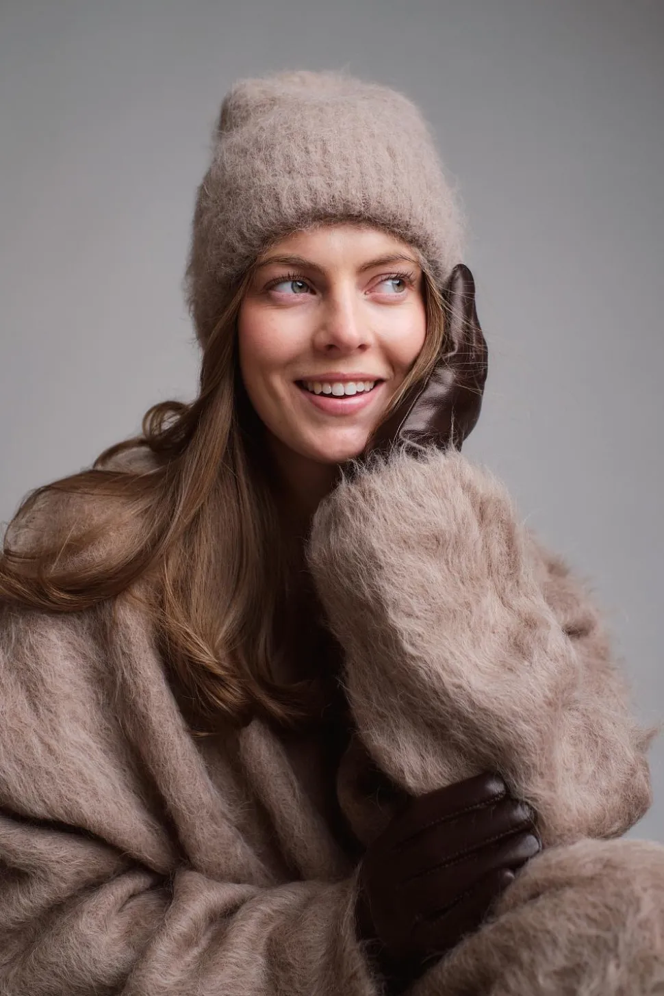 Alpaca Knit Beanie Truffle Melange
