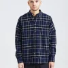 Anton Brushed Flannel Check Dark Navy