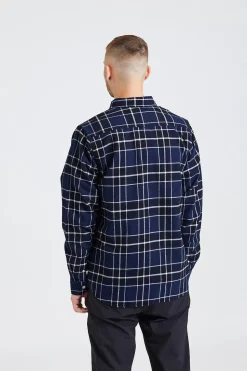 Anton Brushed Flannel Check Dark Navy