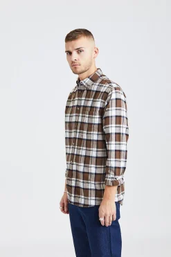 Anton Brushed Flannel Check Taupe
