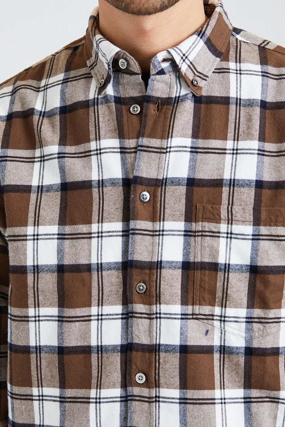 Anton Brushed Flannel Check Taupe