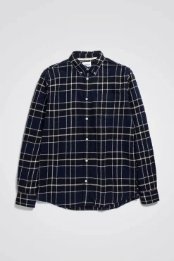 Anton Brushed Flannel Check Dark Navy