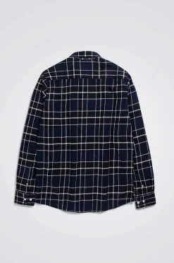 Anton Brushed Flannel Check Dark Navy