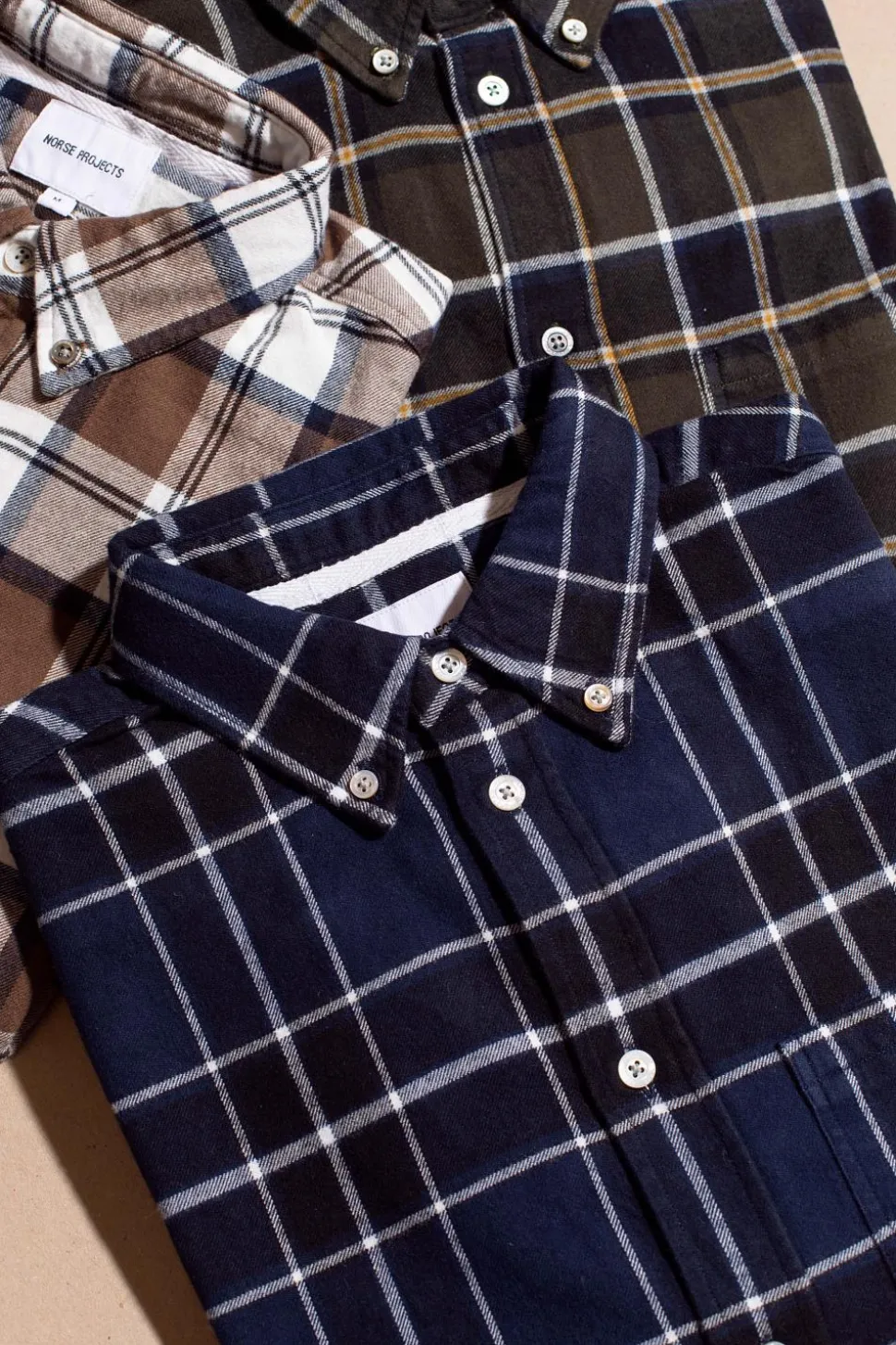 Anton Brushed Flannel Check Dark Navy