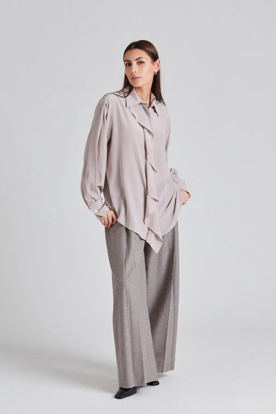 Asymmetric Ruffle Blouse Heather