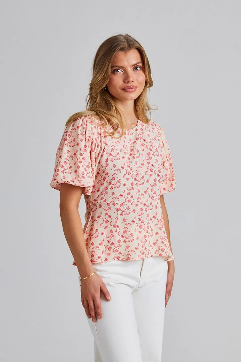 Athilda Blouse Cream Pink Flower