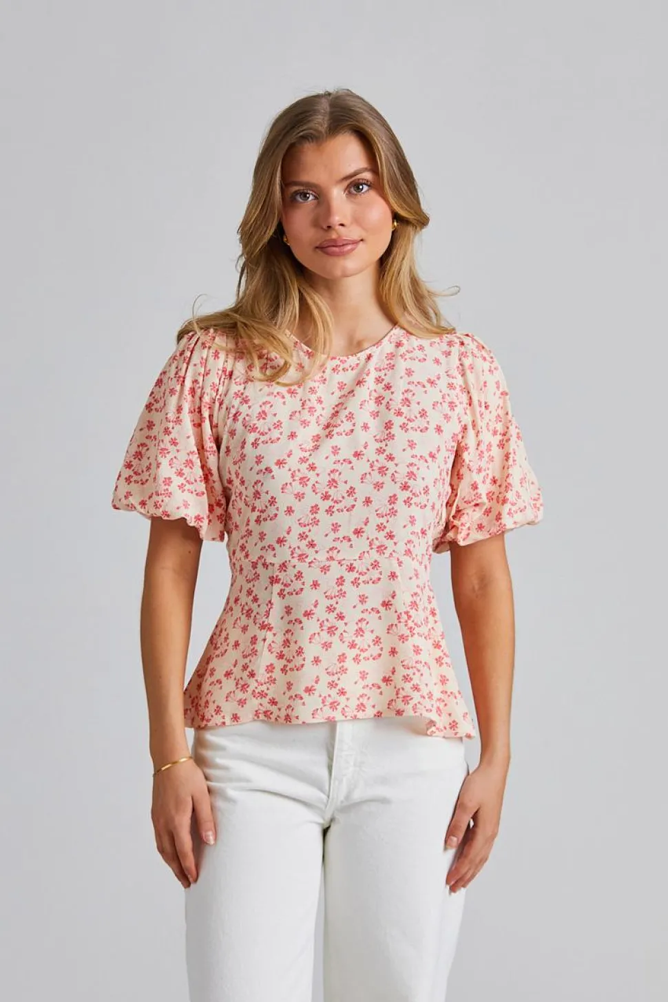 Athilda Blouse Cream Pink Flower