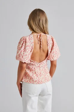 Athilda Blouse Cream Pink Flower