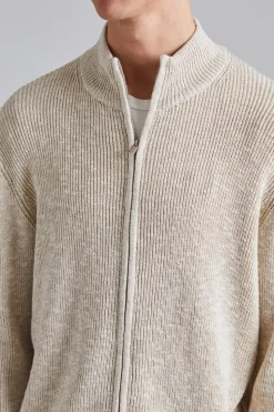 Atlantic Zip Cardigan Sand Mix