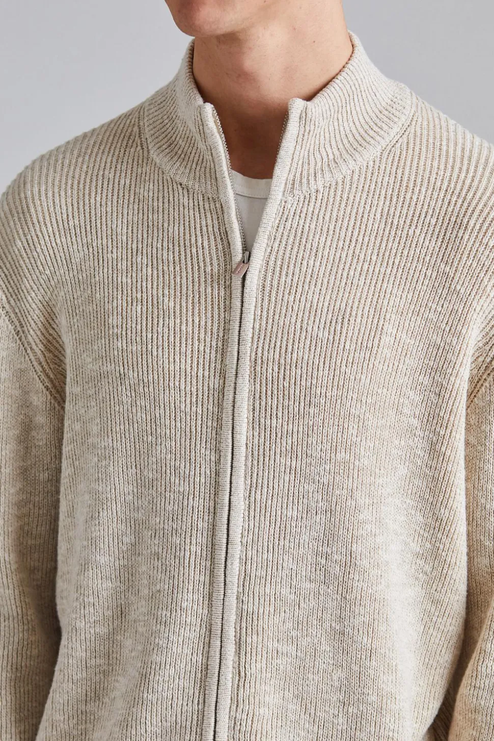 Atlantic Zip Cardigan Sand Mix