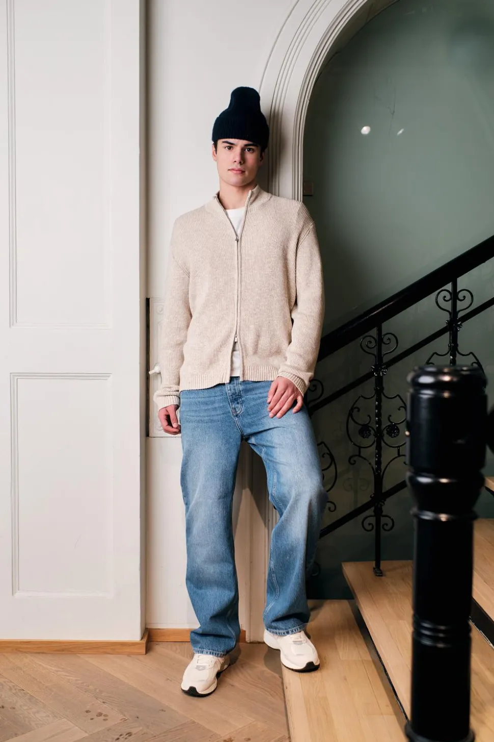 Atlantic Zip Cardigan Sand Mix