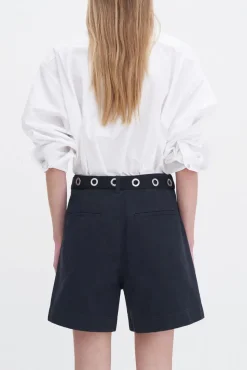 Baggy Cotton Shorts Washed Black