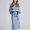Belted Long Sleeve Dress Air Blue