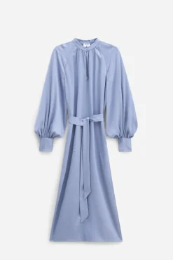 Belted Long Sleeve Dress Air Blue