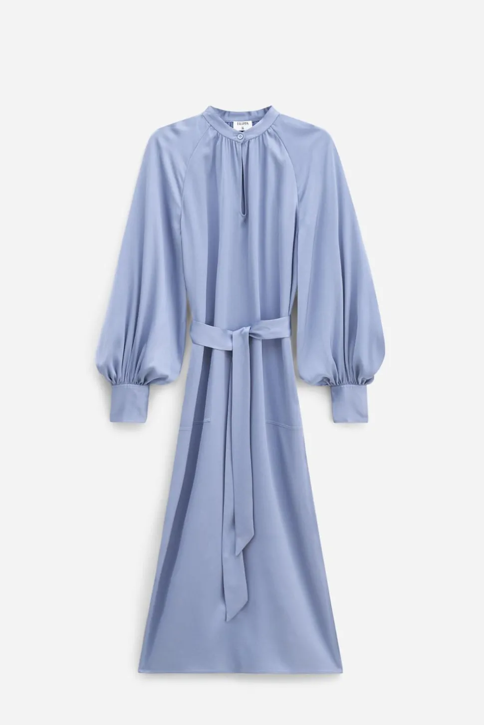 Belted Long Sleeve Dress Air Blue