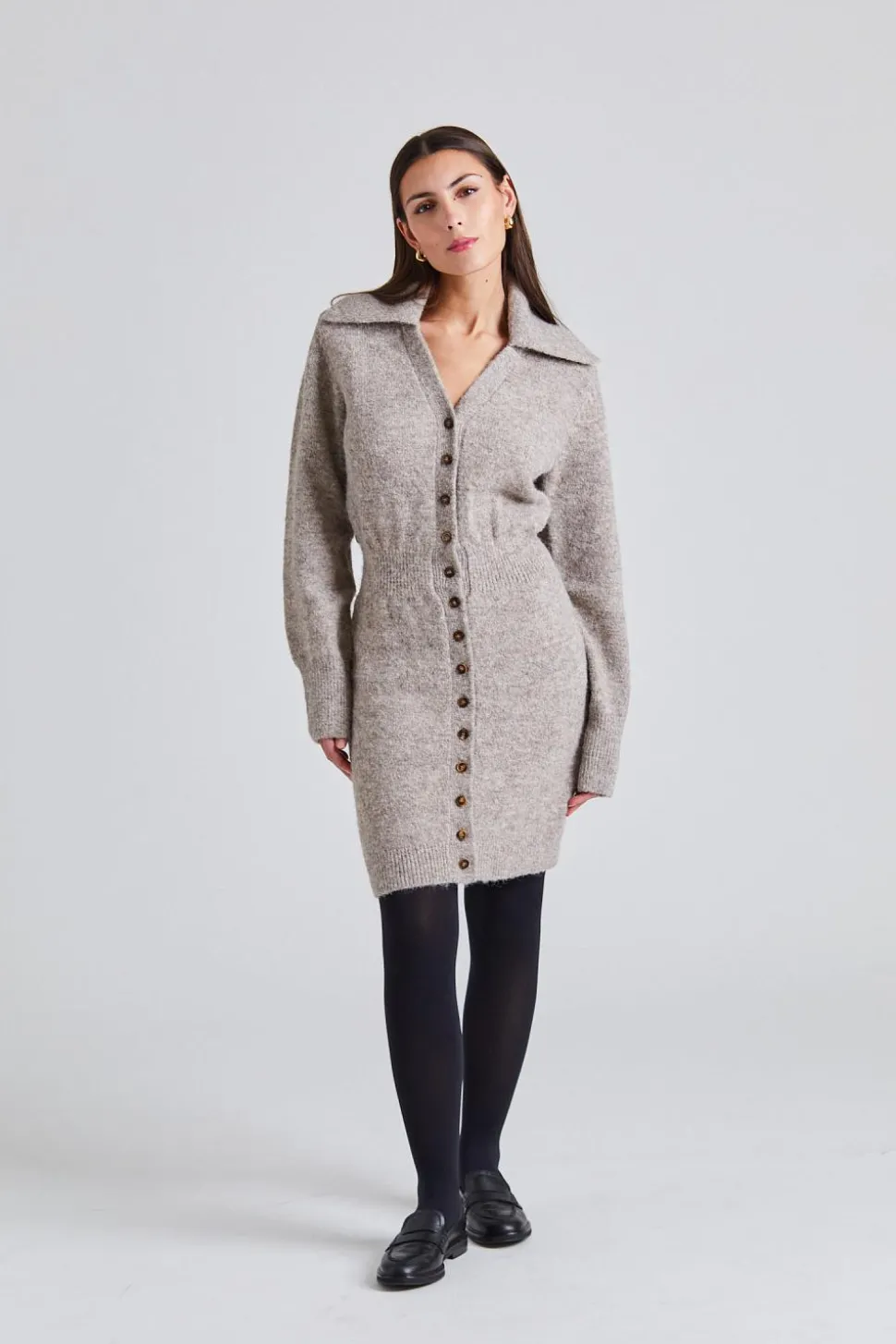 Bern Knitted Mini Dress Beige
