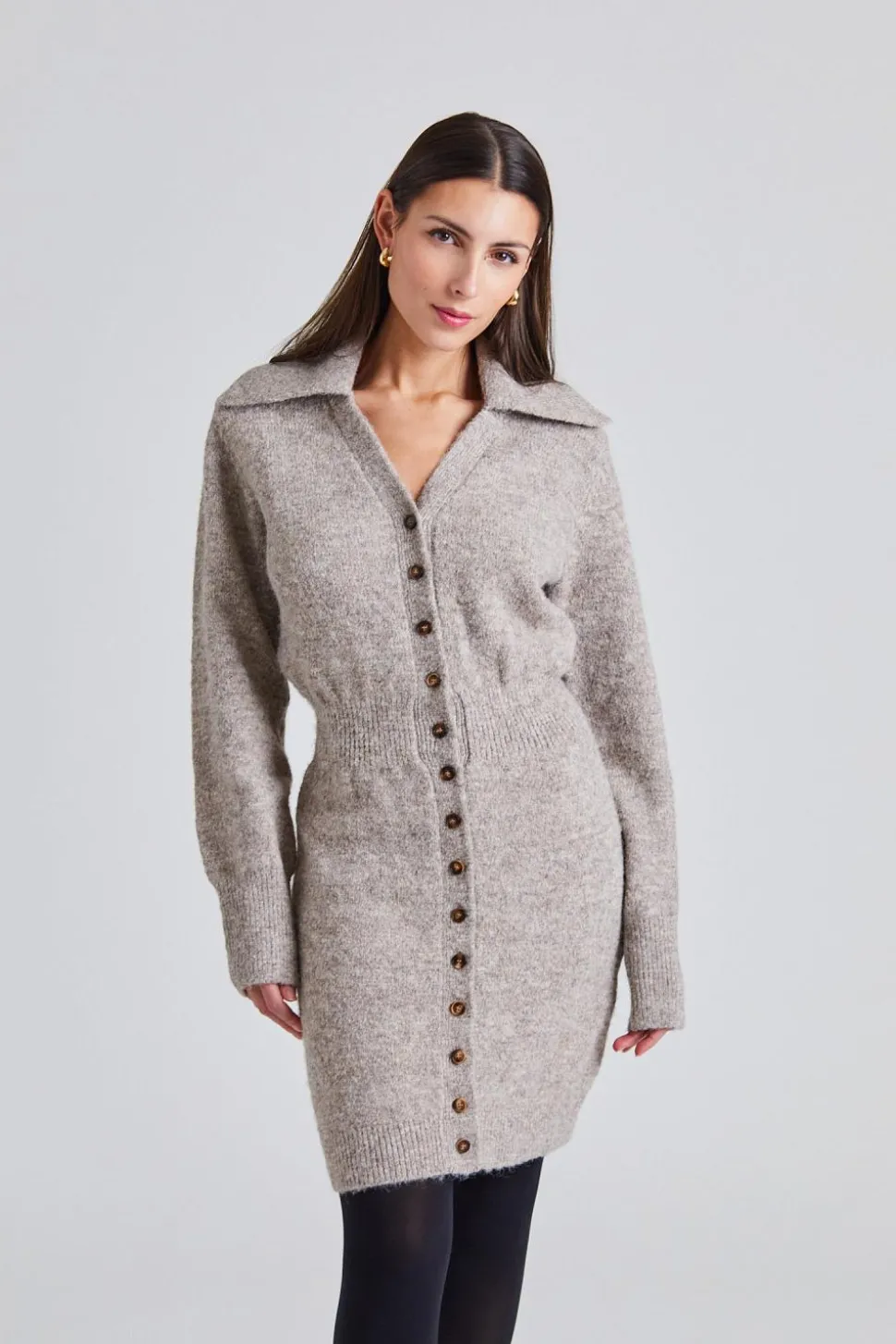 Bern Knitted Mini Dress Beige