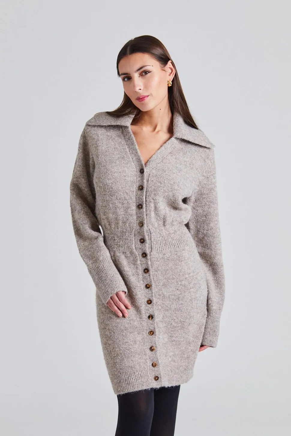 Bern Knitted Mini Dress Beige