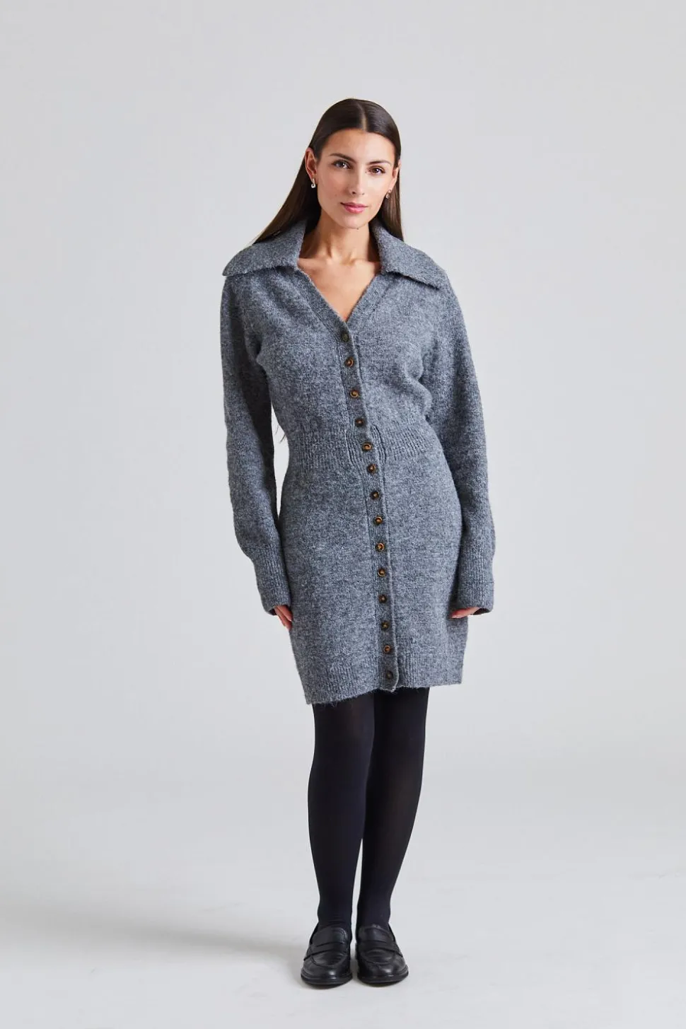 Bern Knitted Mini Dress Grey Mel