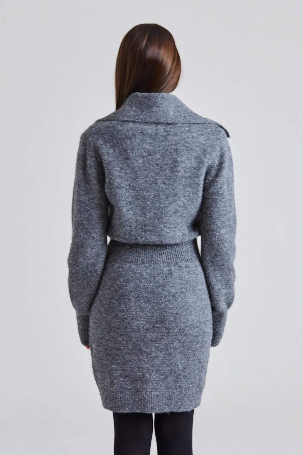 Bern Knitted Mini Dress Grey Mel