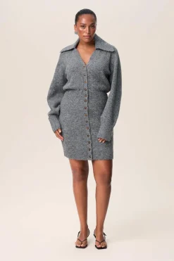 Bern Knitted Mini Dress Grey Mel