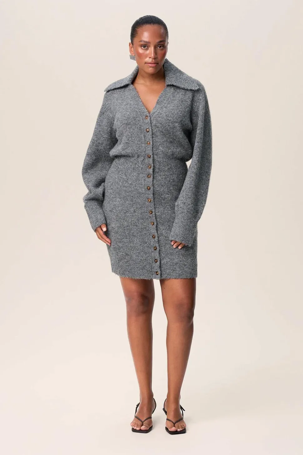 Bern Knitted Mini Dress Grey Mel