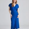 Blouson Detail Midi Dress Sapphire Blue
