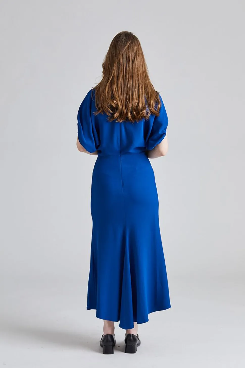 Blouson Detail Midi Dress Sapphire Blue