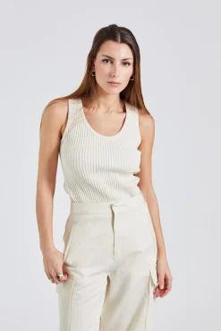 Bouclé Knit Tank Ecru