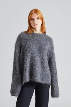 Boxy Alpaca Knit Dark Grey Melange