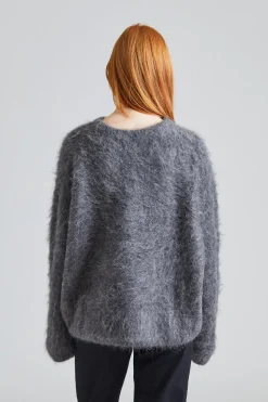 Boxy Alpaca Knit Dark Grey Melange