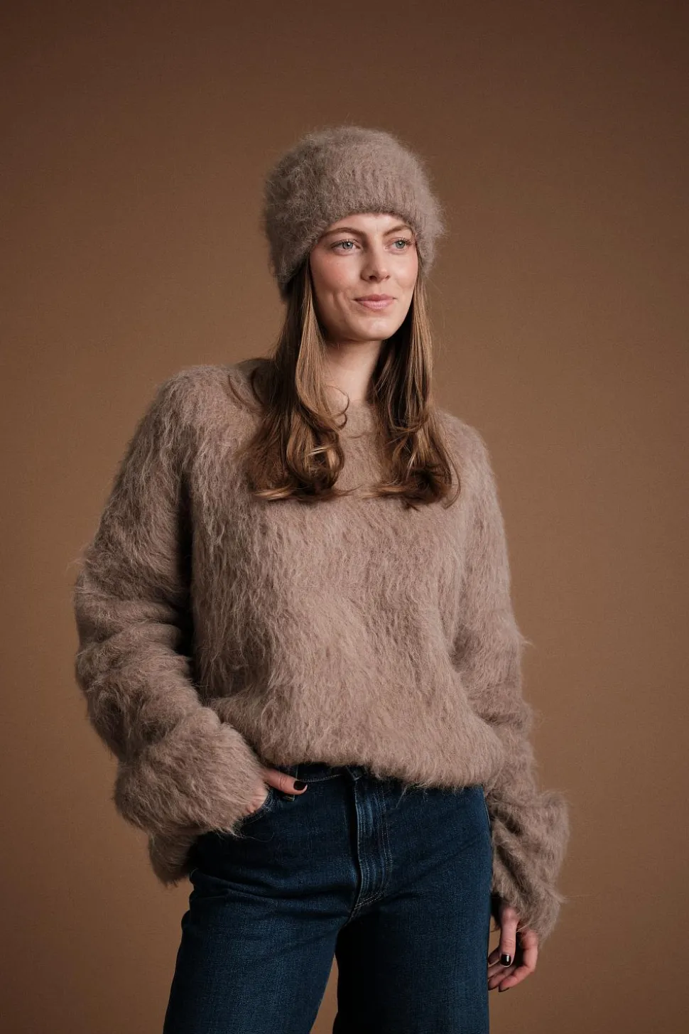 Boxy Alpaca Knit Truffle Melange