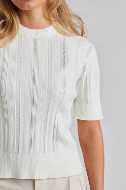 Braid Knit T-Shirt Pearl White