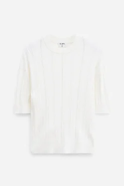 Braid Knit T-Shirt Pearl White