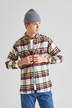 Brushed Cotton Work Shirt Ecru Check