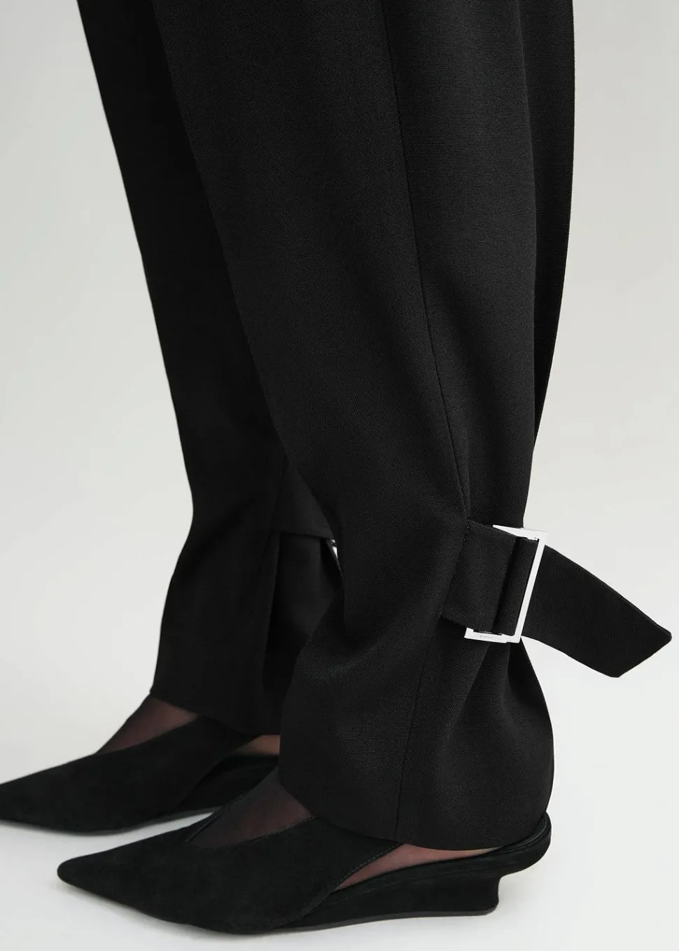 Buckled Slouch Trousers Black