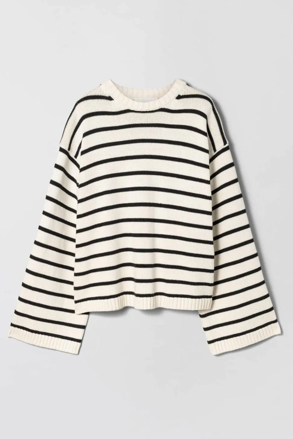 Cape Cod Cotton Sweater Cream Black Stripe