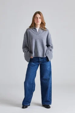 Cape Cod Polo Sweater Gray Melange
