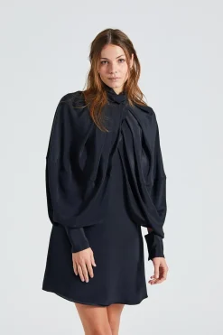 Cape Sleeve Dress Black