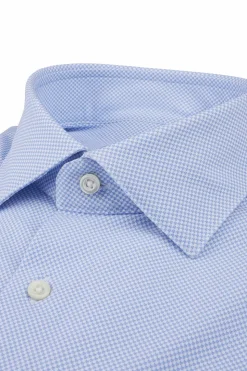 Casual Light Blue Patterned Jersey Shirt Slim