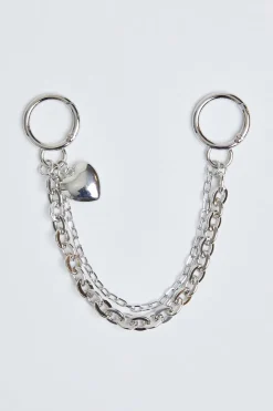 Chain W Plain Heart Bag Charm Silver