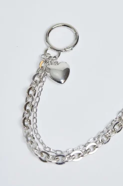 Chain W Plain Heart Bag Charm Silver