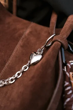 Chain W Plain Heart Bag Charm Silver
